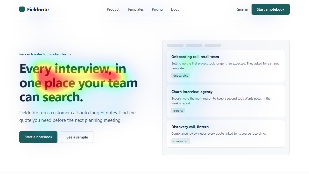 UNISAL prediction over the same landing page